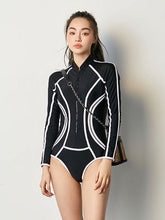 Load image into Gallery viewer, Black Zipper Long Sleeved Sunscreen Swimwear
