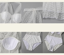 Load image into Gallery viewer, White Polka-dot French Retro with Lace skirt Cover
