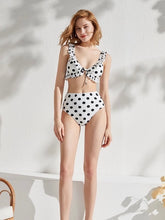 Load image into Gallery viewer, Retro spot Bikini High Waist strap design cross casual swimwear
