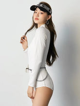 Load image into Gallery viewer, White Long Sleeved Front Zipper Surfing Swimwear
