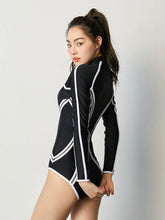 Load image into Gallery viewer, Black Zipper Long Sleeved Sunscreen Swimwear
