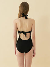 Load image into Gallery viewer, High Stretch Jacquard Fabric Triangle Halter One Piece
