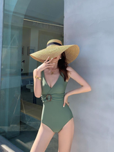Load image into Gallery viewer, One piece bean green swimsuit
