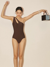 Load image into Gallery viewer, Retro One Shoulder Empire Teardrop Backless swimsuit (4 Colors)
