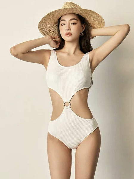 White Retro One Piece with Chest Pad