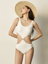 Load image into Gallery viewer, White Retro One Piece with Chest Pad
