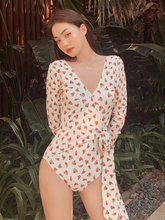 Load image into Gallery viewer, French Retro Floral Print Long Sleeve Swimwear

