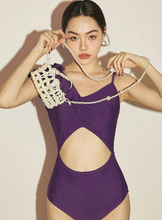 Load image into Gallery viewer, Retro One Shoulder Sense Purple One Piece Swimwear
