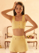 Load image into Gallery viewer, Yellow Rocca Retro Fragrant Split Skirt

