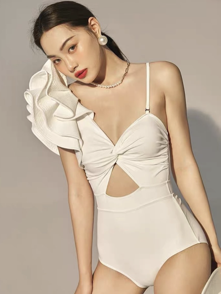 Rocca White Retro Wing Fairy Fan Swimwear