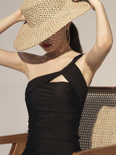 Load image into Gallery viewer, Black Retro One Shoulder Swimwear
