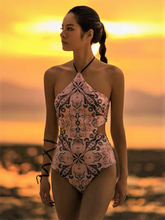 Load image into Gallery viewer, Romantic Pink One Piece Unique Back Strap Swimwear
