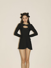 Load image into Gallery viewer, Black Long Sleeve Two Piece Swimsuit
