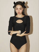 Load image into Gallery viewer, Black Long Sleeve Two Piece Swimsuit
