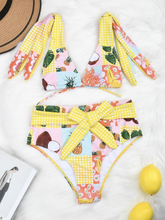 Load image into Gallery viewer, Printed High Waist bikini with chest pad
